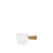 Charger l'image dans la galerie, Mini casserolette en verre avec manche en bois 9x5.5x4cm