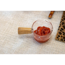 Charger l'image dans la galerie, Mini casserolette en verre avec manche en bois 9x5.5x4cm