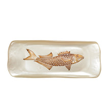 Charger l'image dans la galerie, Plat rectangulaire vanille avec poisson doré 31.7x12.7cm