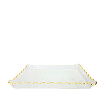 Charger l'image dans la galerie, Plateau rectangulaire bord doré en verre 36x25x4cm