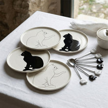 Charger l'image dans la galerie, Assiettes a dessert chat noir et blanc - lot de 4