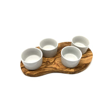 Charger l'image dans la galerie, Plateau de service pour dips avec 4 petits bols en porcelaine