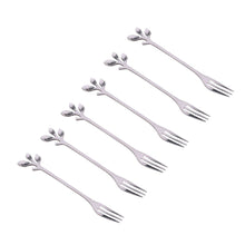 Charger l'image dans la galerie, Fourchettes à dessert feuilles assorties argent - lot de 6