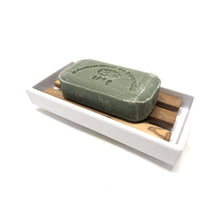 Charger l'image dans la galerie, Porte-savon rectangulaire grand mélamine avec incrustation en bois d'olivier