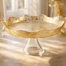 Charger l'image dans la galerie, Plat à gâteaux sur pied dentelle dorée