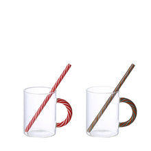 Charger l'image dans la galerie, Tasses à thé en verre sucre d'orge vert et rouge - lot de 2
