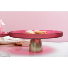 Charger l'image dans la galerie, Plat à gâteaux framboise sur pied dore 28cm