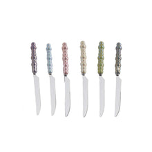 Charger l'image dans la galerie, Couteaux à dessert argent avec manches multi couleurs - lot de 6