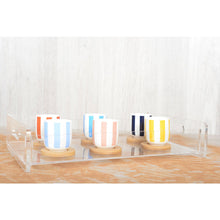 Charger l'image dans la galerie, Tasses rayures et sous-tasses bois - lot de 6