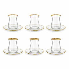 Charger l'image dans la galerie, Tasses à thé filet doré - lot de 6