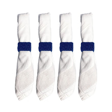 Charger l'image dans la galerie, Lot de 4 ronds de serviettes rectangulaires perle bleus foncés