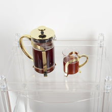 Charger l'image dans la galerie, Cafetière en verre avec déco en métal doré 9x9x18cm