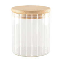 Charger l'image dans la galerie, Pot de rangement en verre et couvercle en bois 9x9x10cm