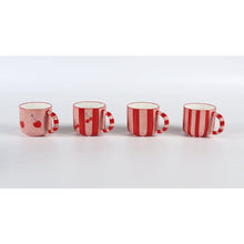 Charger l'image dans la galerie, Mugs à rayures rouge cerise - lot de 4