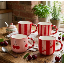 Charger l'image dans la galerie, Mugs à rayures rouge cerise - lot de 4