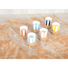 Charger l'image dans la galerie, Tasses rayures et sous-tasses bois - lot de 6