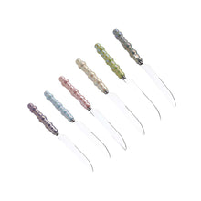 Charger l'image dans la galerie, Couteaux à dessert argent avec manches multi couleurs - lot de 6