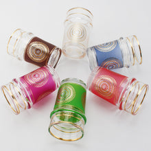 Charger l'image dans la galerie, Tasses à thé dorées arabesques 6 couleurs - lot de 6