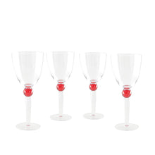 Charger l'image dans la galerie, Verres à vin avec pied en diamant rouge - lot de 4