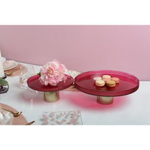 Charger l'image dans la galerie, Plat à gâteaux framboise sur pied dore 21x21x8cm