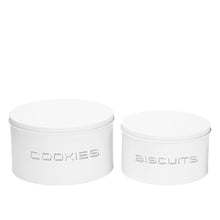 Charger l'image dans la galerie, Boîtes à cookies et biscuits blanches et argentées - lot de 2