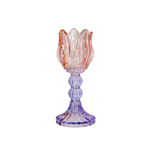 Charger l'image dans la galerie, Bougeoir rose et violet Capri 8x8x18cm