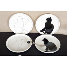 Charger l'image dans la galerie, Assiettes a dessert chat noir et blanc - lot de 4
