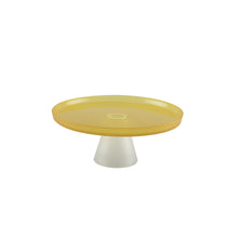 Charger l'image dans la galerie, Plat à gâteaux jaune sur pied blanc 21cm - citron