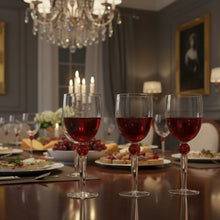 Charger l'image dans la galerie, Verres à vin avec pied en diamant rouge - lot de 4