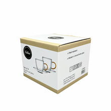 Charger l'image dans la galerie, Tasses et sous-tasses double paroi anse jaune - lot de 2