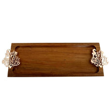 Charger l'image dans la galerie, Plateau en bois avec décoration corail rose gold 42x13x3cm
