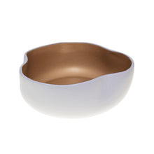 Charger l'image dans la galerie, Coupe en céramique blanche et dorée 20x20x8cm
