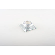 Charger l'image dans la galerie, Bougeoir en cristal 9x9cm sur support carré miroir argent
