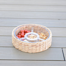 Charger l'image dans la galerie, Set apéritif 3 compartiments en rotin 28x28x8cm

