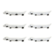 Charger l'image dans la galerie, Porte-couteaux teckels blancs en porcelaine - lot de 6
