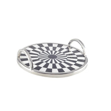 Charger l'image dans la galerie, Plateau rond à carreaux noir et blanc 28x28x6cm
