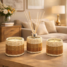 Charger l'image dans la galerie, Diffuseur en verre tresse marron et jaune parfum musc 100ml
