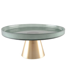 Charger l'image dans la galerie, Plat à gâteaux vert sur pied doré 21x21x8cm
