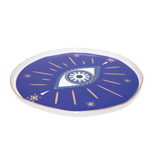 Charger l'image dans la galerie, Plateau en porcelaine oeil bleu D30.5cm
