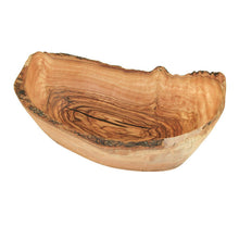 Charger l'image dans la galerie, Corbeille à fruits bord rustique (longueur : 30 - 33 cm) en bois d'olivier
