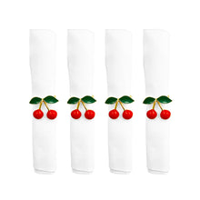 Charger l'image dans la galerie, Lot de 4 ronds de serviette design cerise

