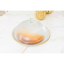 Charger l'image dans la galerie, Cloche en verre bords dorés sur plat 32x32x17cm
