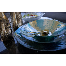 Charger l'image dans la galerie, Couverts à salade doré pierre agate bleue
