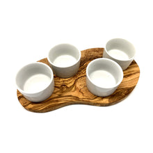 Charger l'image dans la galerie, Plateau de service pour dips avec 4 petits bols en porcelaine
