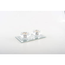 Charger l'image dans la galerie, Bougeoir double en cristal sur support rectangle miroir argent

