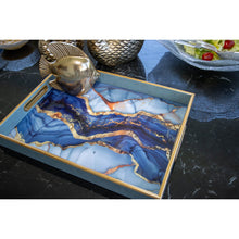 Charger l'image dans la galerie, Plateau rectangulaire bleu aquarelle 40x30x4.5cm
