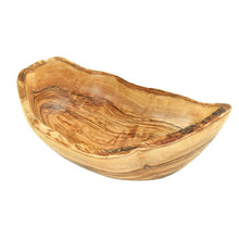 Charger l'image dans la galerie, Corbeille à fruits bord rustique (longueur : 25 - 29 cm) en bois d'olivier
