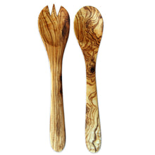 Charger l'image dans la galerie, Set de 5 couverts à salade en bois d'olivier 30 cm
