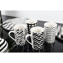 Charger l'image dans la galerie, Mugs 450ml noir &amp; blanc - lot de 4
