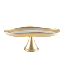 Charger l'image dans la galerie, Plat à cake bords dores sur pied grand modèle 35.2x19.7x13.2cm
